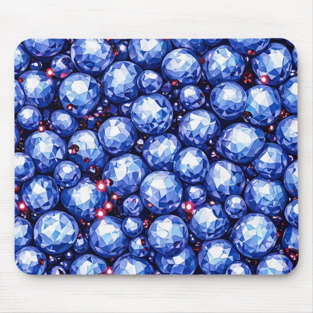 Funkelndes blaues Edelsteinmuster Mousepad (Vorne)