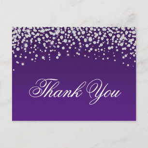 Funkelndes Diamantkonfetti Lila Ombre Danke Postkarte