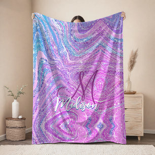 Funkelndes Einhorn Regenbogen Mädchen Marmor Kunst Sherpadecke