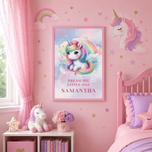 Funkelndes Einhorn Rosa Lila Gerahmter Leinwand-Ku Leinwanddruck