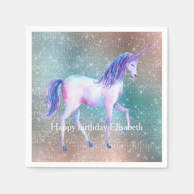 Funkelndes Einhorn Serviette (Vorderseite)