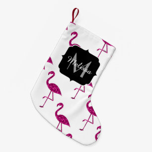 Funkelndes Flamingo Rosa Glitter funkelt Monogramm Kleiner Weihnachtsstrumpf
