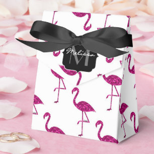 Funkelndes Flamingo Rosa Glitter Funken Monogramm Geschenkschachtel