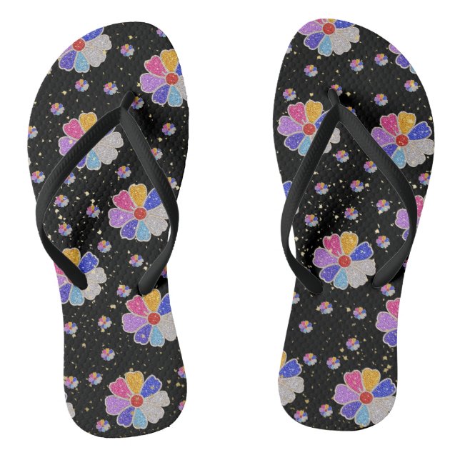 Funkelndes florales Juwelenmuster Flip Flops (Fußbett)