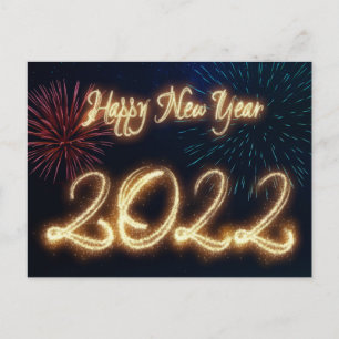 Funkelndes Frohes Neues Jahr 2022 Feuerwerk Feiertagspostkarte