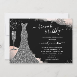 Funkelndes Frühstück im Brautkleid mit Sekt-Brauta Einladung