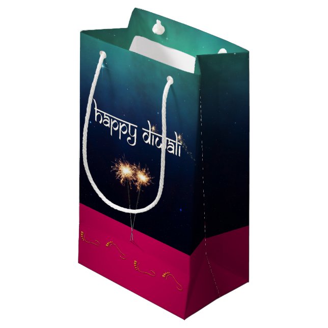 Funkelndes glückliches Diwali - kleine Kleine Geschenktüte (Vorderseite Schrägansicht)