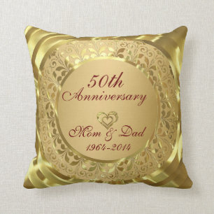 Funkelndes Gold 50. Hochzeitstag Kissen
