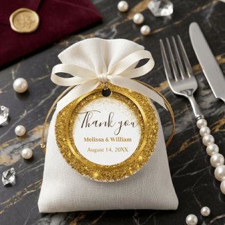 Funkelndes Gold Glitter & Metallrahmen Geschenkanhänger