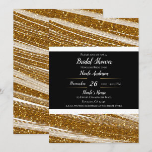 Funkelndes Gold Glitter & Weißer Glanz Moderne Gla Einladung