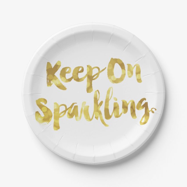 Funkelndes GoldBlurry Glitzer Bokeh Zitat Pappteller (Vorderseite)