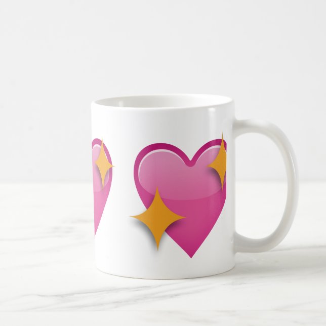 Funkelndes Herz Emoji Kaffeetasse (Rechts)
