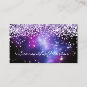 Funkelndes Lila Glitter Galaxy Celestial Visitenkarte