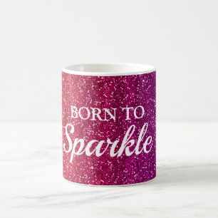 Funkelndes Orange und Lila Glitter Born to Sparkle Kaffeetasse