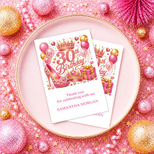 Funkelndes Rosa Gold 30. Geburtstag Glitter Dankes Dankeskarte