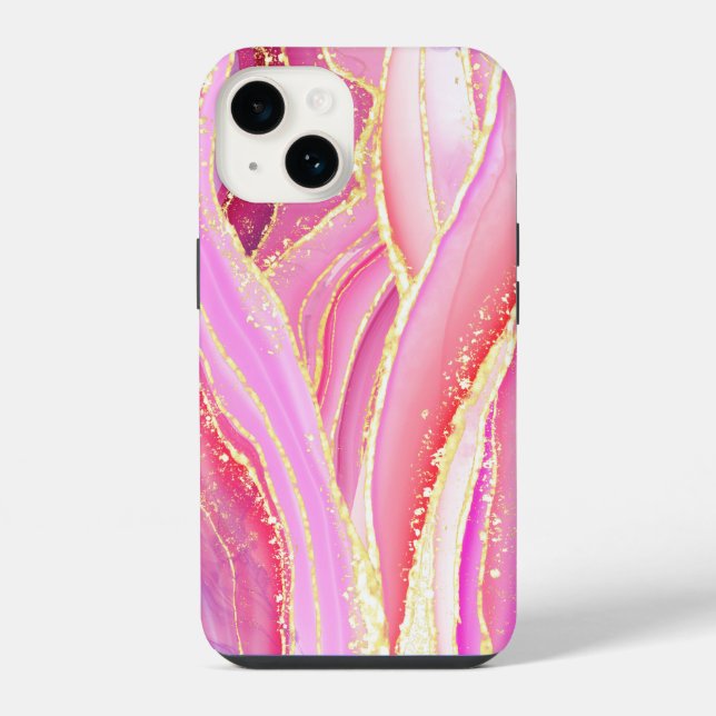 Funkelndes Rosa  iPhone 14 Hülle (Rückseite)