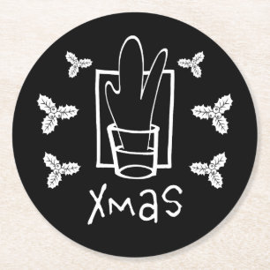 Funkelndes Schnapsglas für Weihnachten Runder Pappuntersetzer