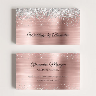 Funkelndes Silber Glitter Roségold Satin Ombre Fol Visitenkarte