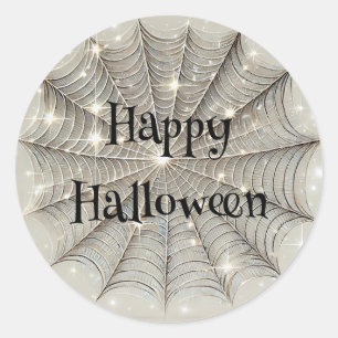 Funkelndes Spinnennetz Whimsical Braune Halloween- Runder Aufkleber