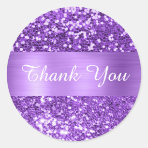 Funkelndes violettes Glitter-Schimmer-Folie Runder Aufkleber