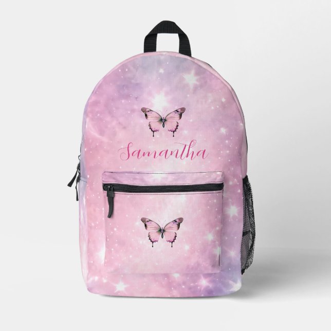 Funkelrosa Schmetterlingsträume Bedruckter Rucksack (Vorderseite)