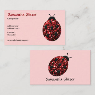 Funkelrote Glitzern Ladybird Ladybug Rose Visitenkarte