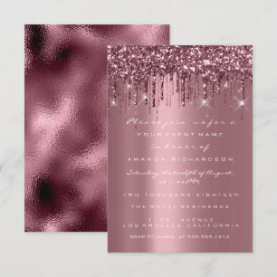 Funkseln Glitter Tropfen Rose Burgund Hochzeit Swe Einladung