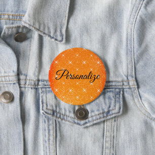 Funkselndes orangefarbenes Glitter mit Sternenglan Button