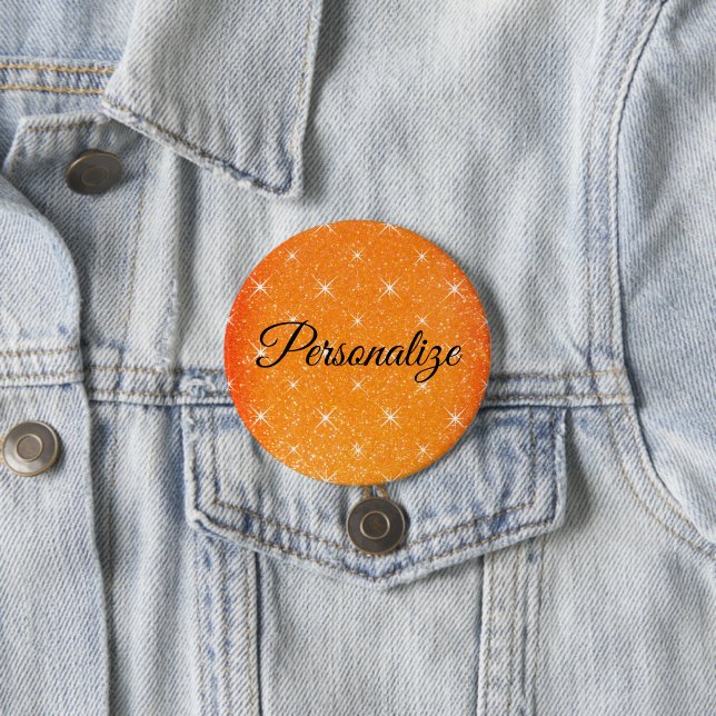 Funkselndes orangefarbenes Glitter mit Sternenglan Button (Beispiel)