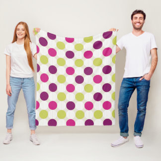 Funkt Retro grüne und violette Punkte Fleecedecke