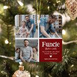 Funktion 3 Foto Collage Definition Niedlich Weihna Keramikornament<br><div class="desc">Niedliches Funcle Weihnachtsschmuck. Perfekte Geschenke für einen FUN UNCLE! Laden Sie einfach 3 Ihrer Lieblingsbilder hoch,  passen Sie die Definition an und personalisieren Sie sie durch Hinzufügen von Namen/s.</div>