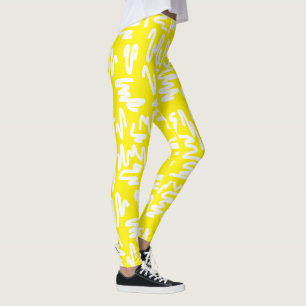 Funktionale abstrakte Kunst Weiße Gelbe Sonnige Le Leggings
