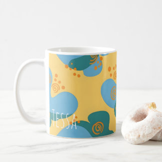 Funktionale Abstrakte Retro Türkis und Gelbe Whims Kaffeetasse