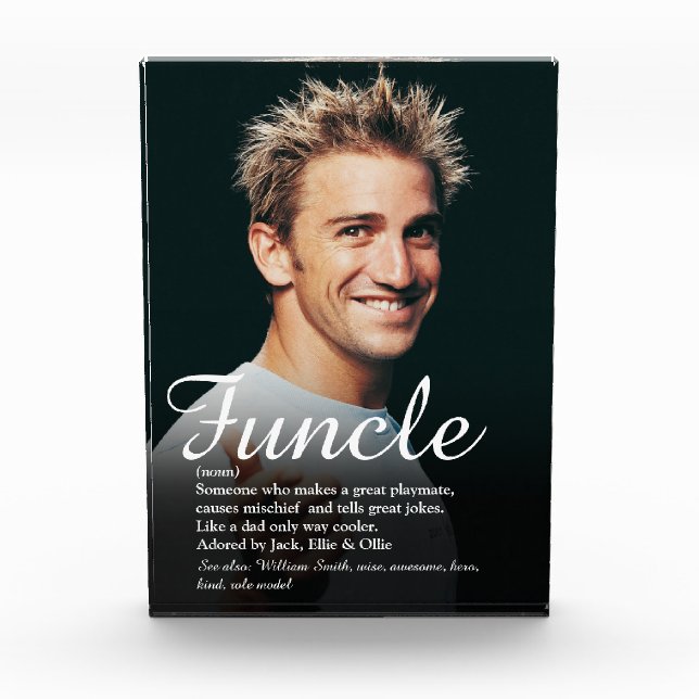 Funktionale Coole Fun Onkel Elegantes Skript Fotoblock (Vorderseite)