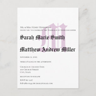 Funktionale moderne Monogramm-Hochzeitseinladung Einladungspostkarte