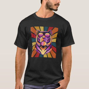 Funktionale Retro-Großkatze mit Sonnenbrille Farbd T-Shirt