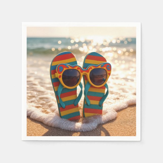 Funktionale Sonnenbrille auf Flip-Flops in der Bra Serviette (Vorderseite)
