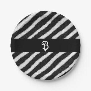 Funktionale Zebrastreifen Schwarz-Weiß-Birthday Pappteller