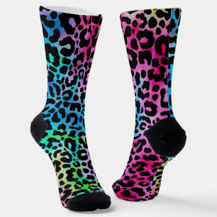 Funktionaler Neon-Farben-Leoparden-Druck Socken