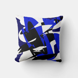 Funktionales abstraktes Schwarz-Blau-Muster-Kissen Kissen