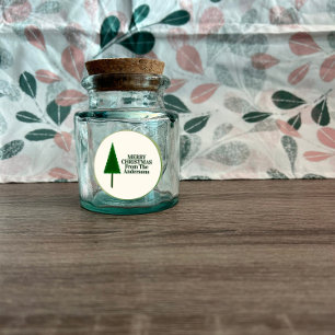 Funktionales grünes Weihnachtsbaum-Design Runder Aufkleber