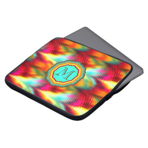 Funktionales, lebendiges Regenbogen-Monogramm Laptopschutzhülle