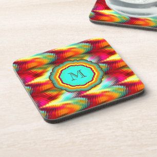 Funktionales, lebendiges Regenbogen-Monogramm Untersetzer