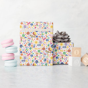 Funktionales Retro-Doodle-Muster Verpackungspapier Geschenkpapier