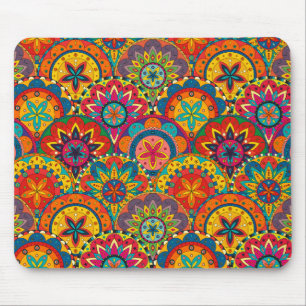 Funktionales Retro-farbenfrohes Mandala-Muster Mousepad