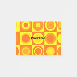 Funktionales Retro-Orange-Gelb-Kreise-Quadrat Post-it Klebezettel