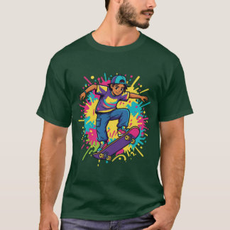 Funktionales Skater-Jungen-Grafik-T-Shirt T-Shirt