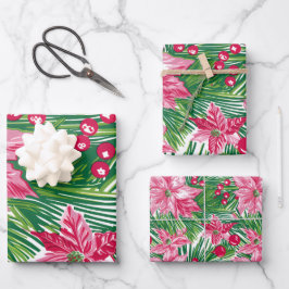 Funktionales Weihnachtslaub-Muster  Geschenkpapier Set