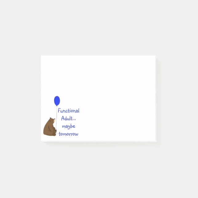 Funktionelles Adult vielleicht morgen Bear Quote Post-it Klebezettel (Vorderseite)