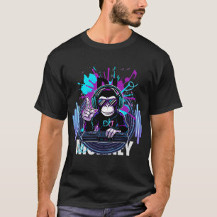 Funktions-Cartoon-Affen-Grafik-T-Shirt  T-Shirt